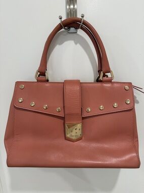 Jimmy Choo Mauve Pink Leather Satchel with Gold Hardware